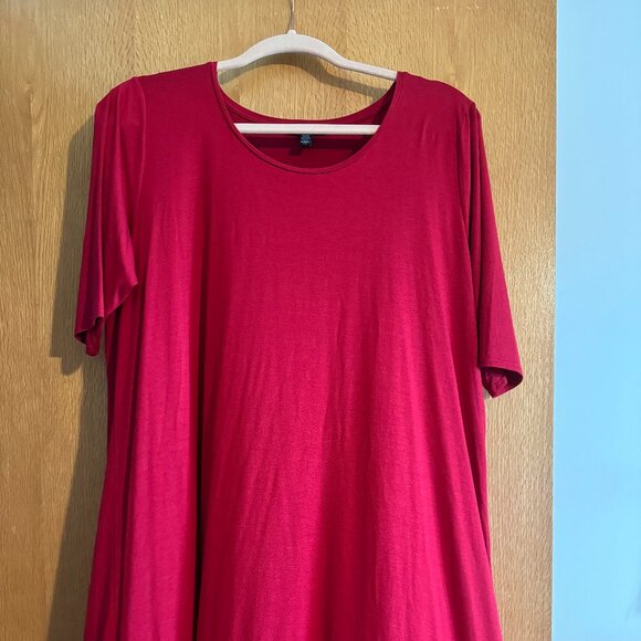 EILEEN FISHER RED SZ L SHORT SLEEVE TUNIC EUC - Picture 1 of 5